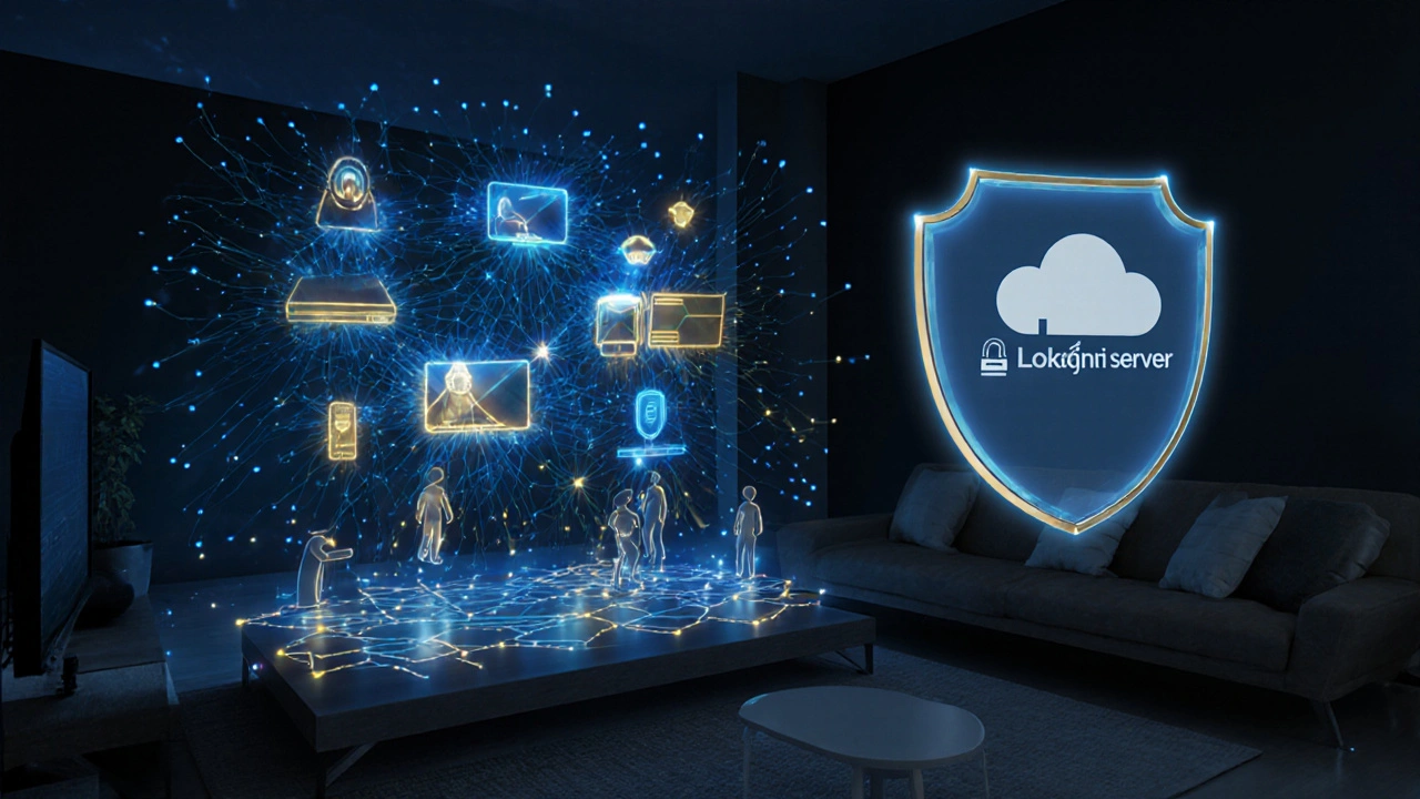 Konceptuální znázornění chytrého systému, který se učí uživatelovým návykům v obýváku.