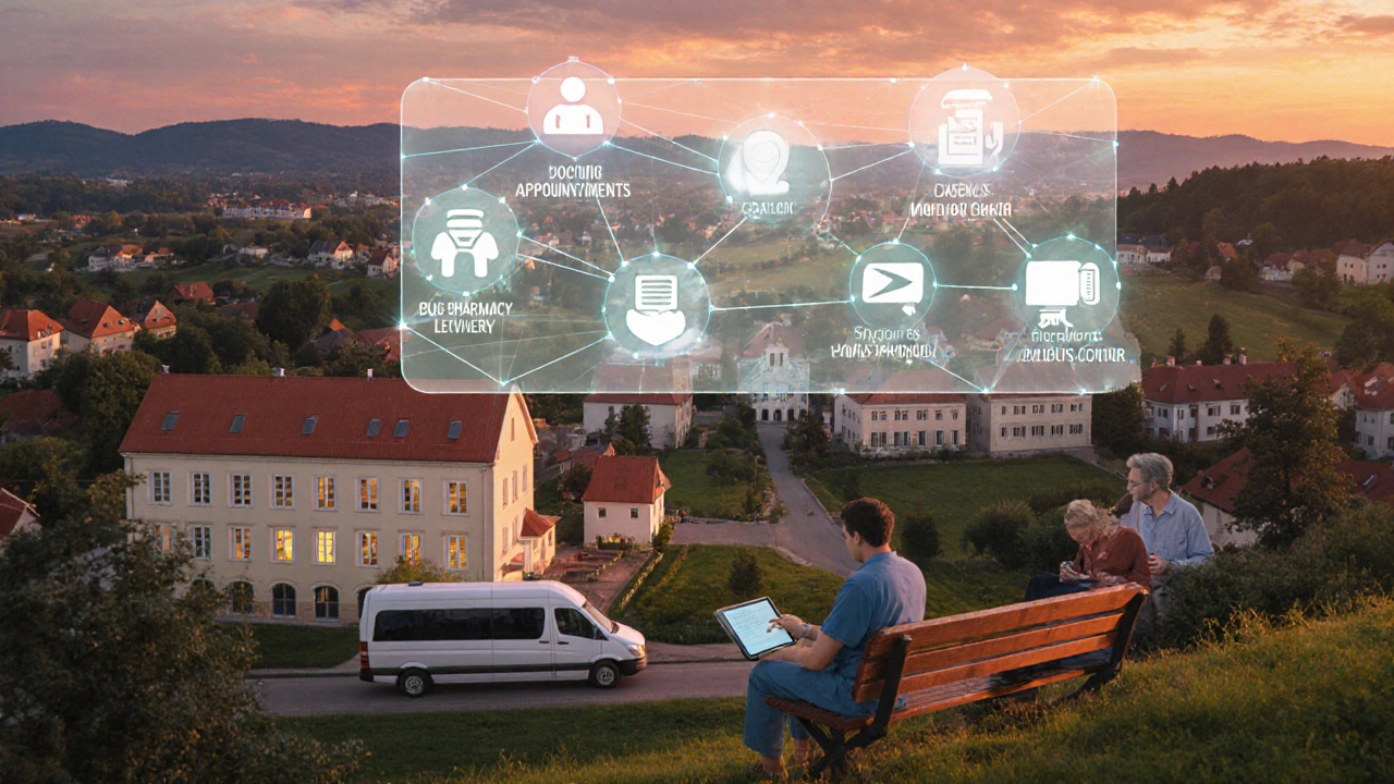 Digitální rozhraní spojuje vesnici s online službami jako e-pošta a lékařské konzultace.