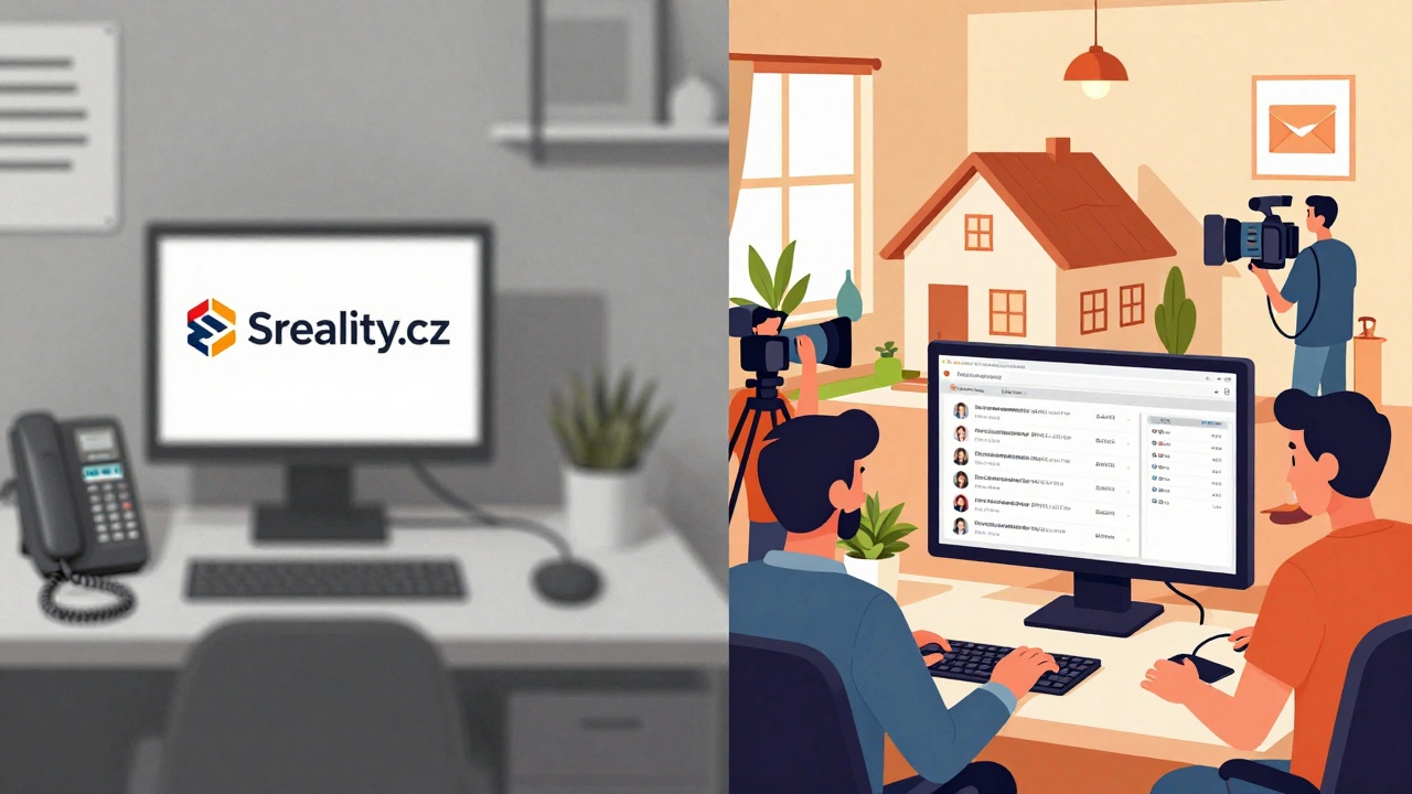 Porovnání zastaralého a moderního přístupu k prodeji nemovitosti.