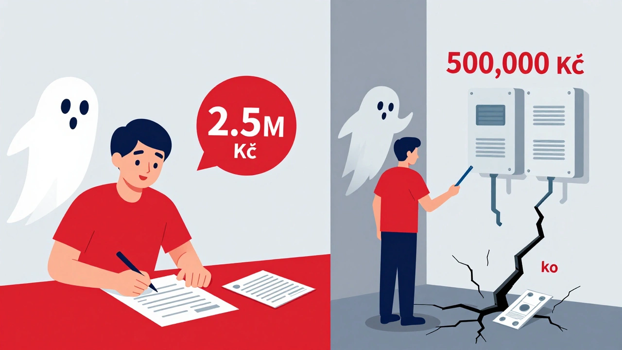 Srovnání ceny bytu a nákladů na opravy skrytých vad v grafické formě.