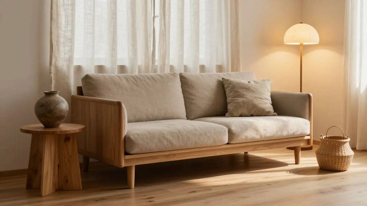 Japandi obývák: jak vytvořit klidný prostor s nízkým nábytkem a přírodními texturami