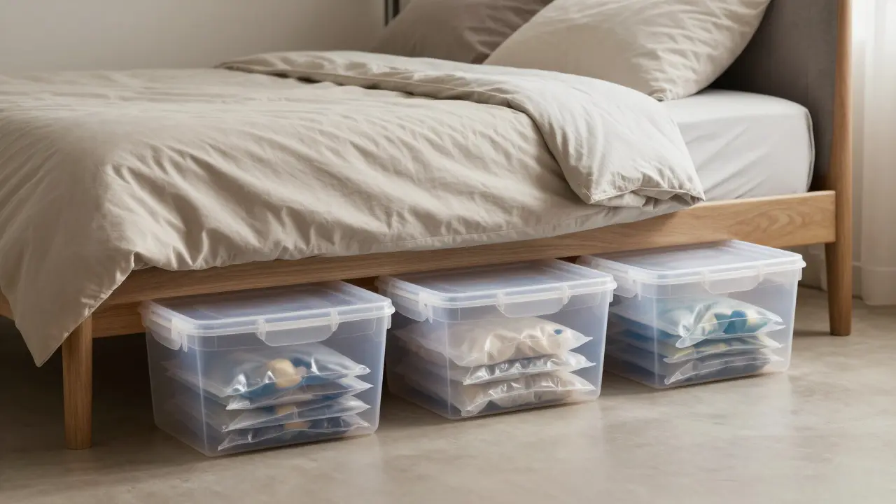Krabice pod postel s vakuovými sáčky: jak efektivně ušetřit místo a správně organizovat