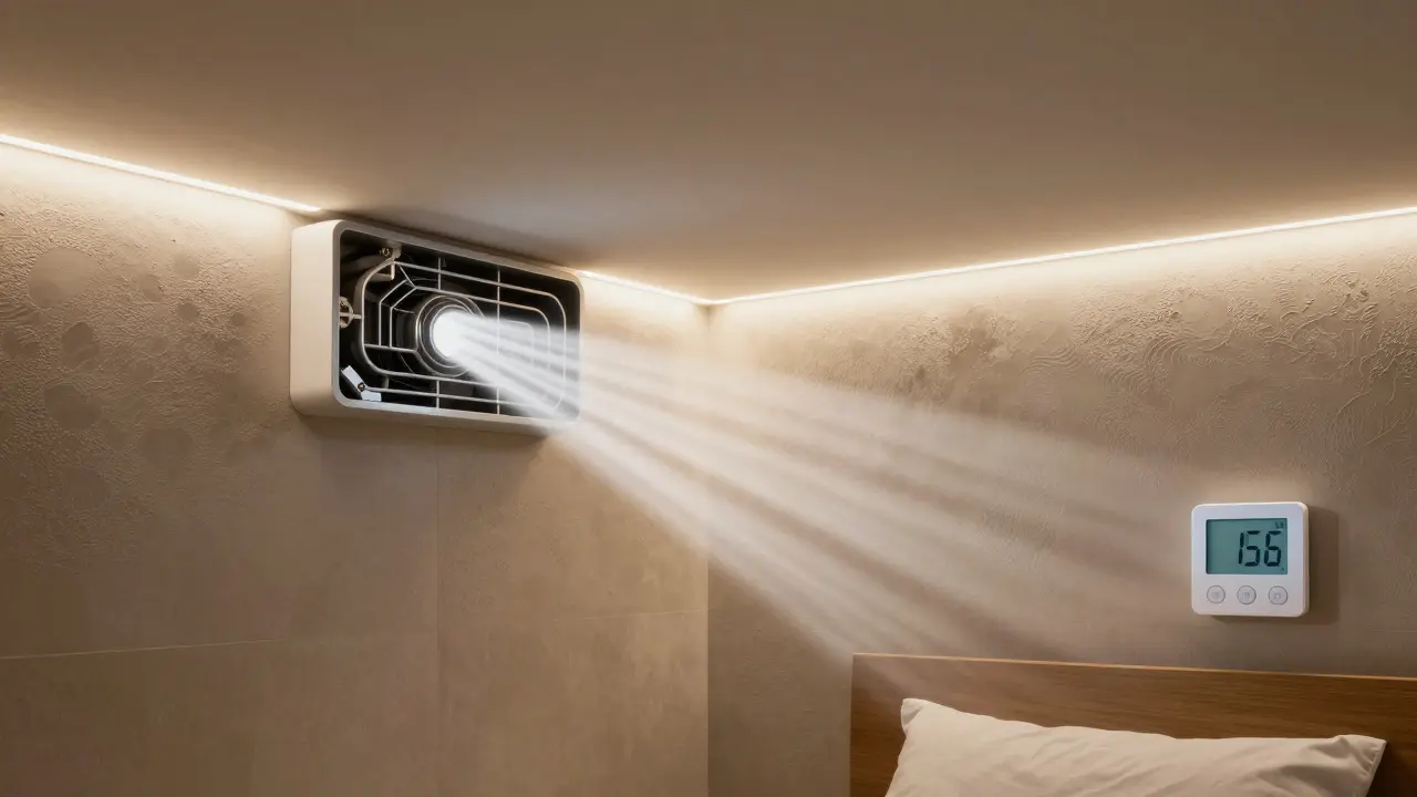 Větrací systém v koupelně zabrání vlhkosti, zachovává čisté stěny a pohodlí ložnice.