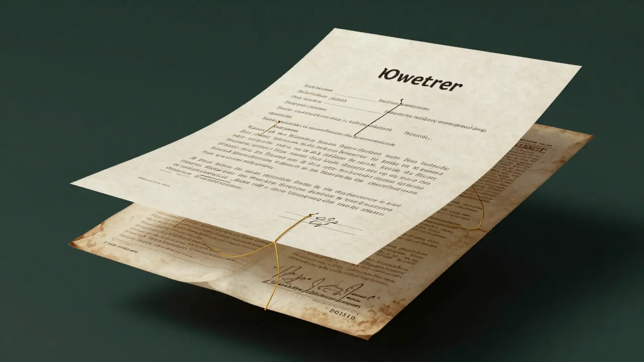 Vrstvy historie vlastnictví nemovitosti od moderního do historického období.