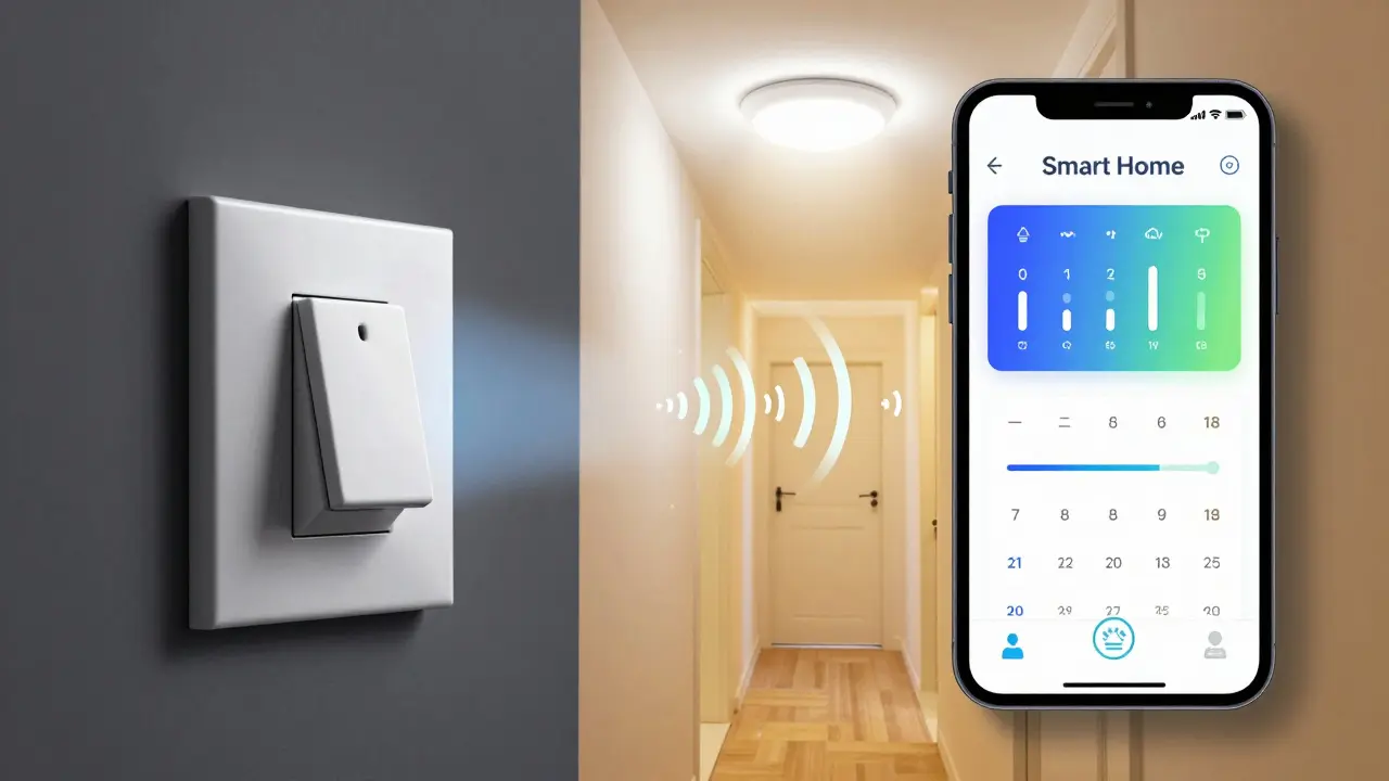 Chytré senzorové světlo ovládané přes aplikaci na telefonu pro úsporu energie.