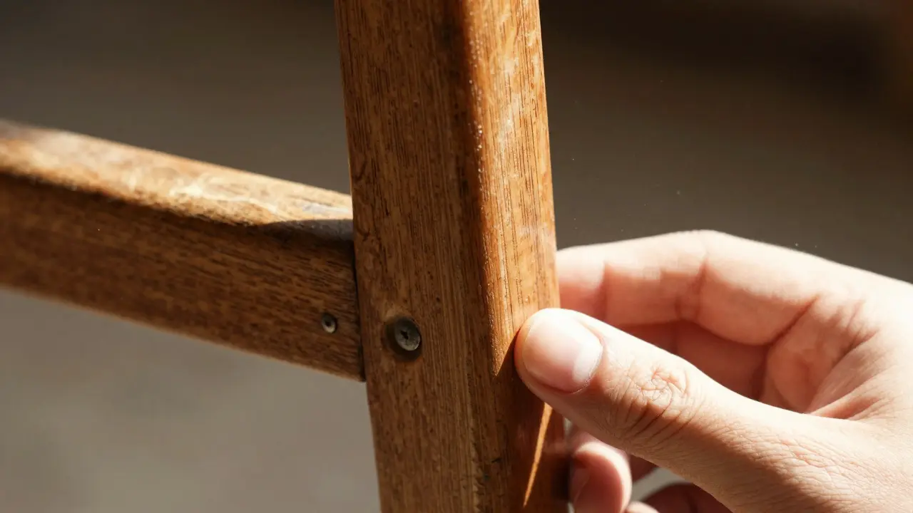 Detailní kontrola dřevěného spoje u starého nábytku