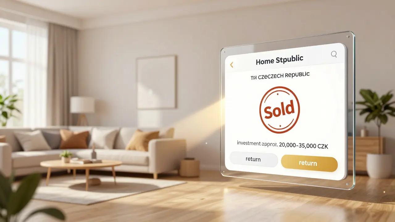 Koncept návratnosti investice do home stagingu srovnávající náklady a zisk