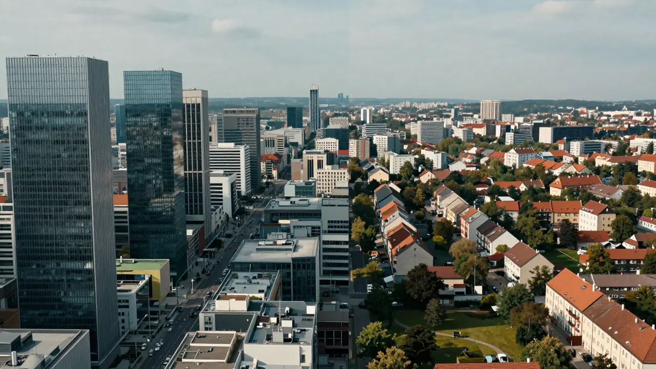 Kontrastní pohled na hustou Prahu a klidnější regionální město pro srovnání cen