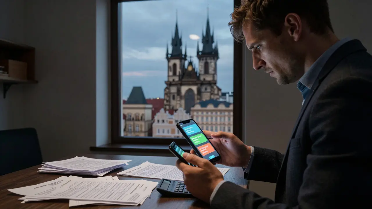 Stresovaný správce nemovitosti řeší administrativu krátkodobého pronájmu