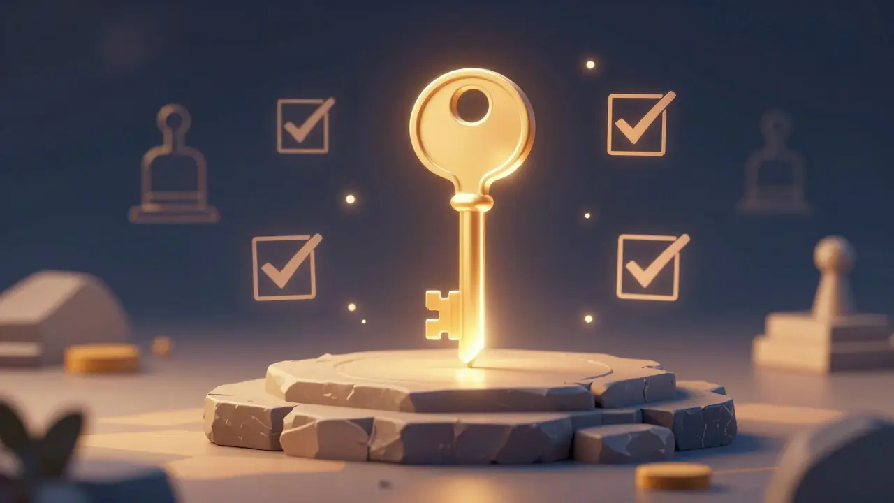 Symbolická ilustrace klíče a právní jistoty