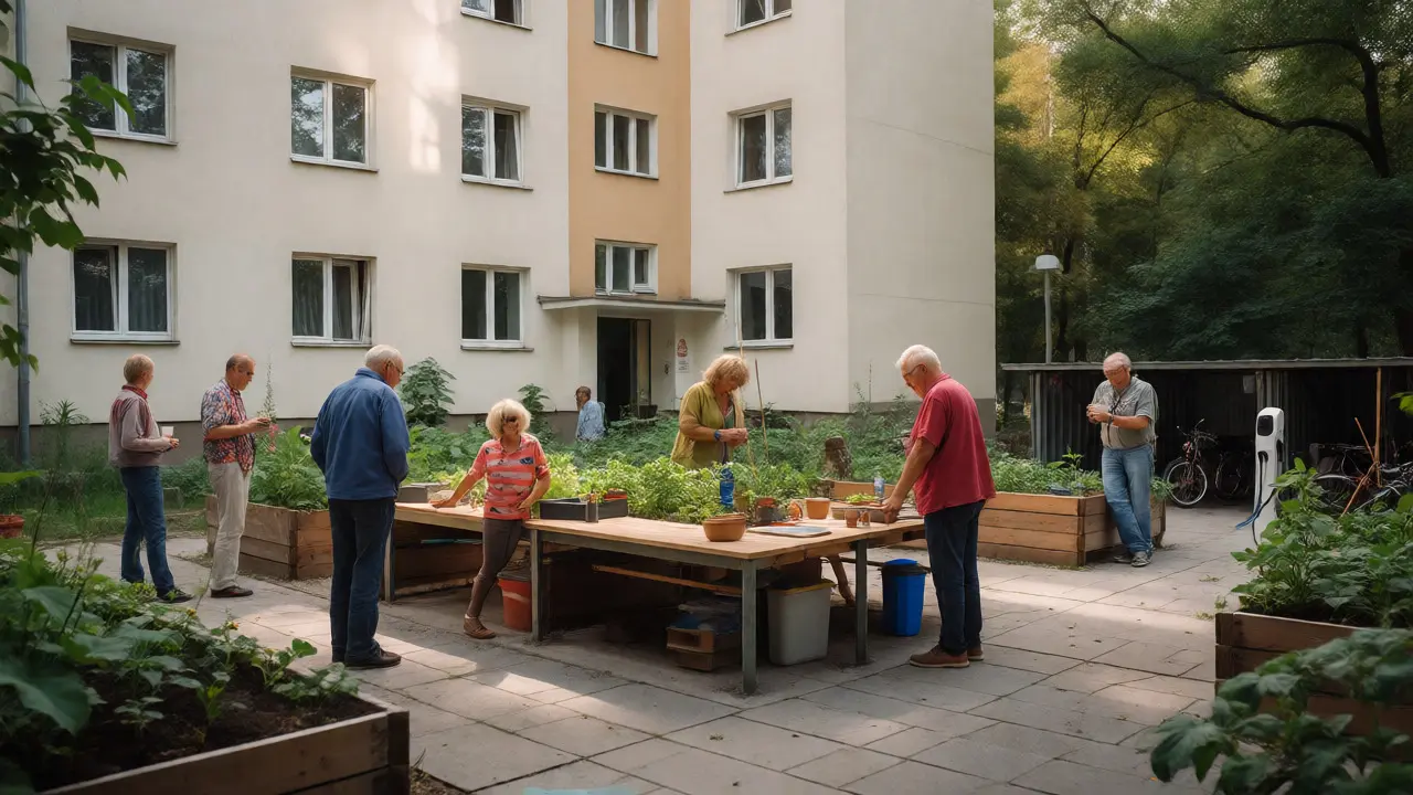 Sousedé aktivně využívají komunitní zahradu a dílnu u bytového domu